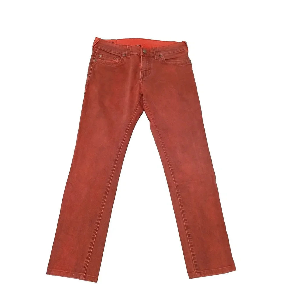 True Religion Red Vintage Rocco Mens Relaxed Skinny Jeans Size 30‎
